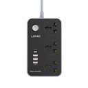 وصلة كهربائية LDNIO SC3412 Defender Series 2500 واط – USB-C PD وQC3.0 و3 مآخذ AC