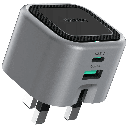 شاحن Green Lion GaN بقدرة 35W منفذَين (USB-C PD + USB-A QC) قابس UK - رمادي